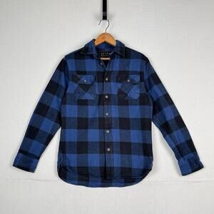 Jachs Men’s Small S‎ Blue Black Heritage Thick Material Flannel Button Up